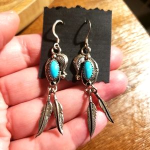 Vintage Sterling Silver Turquoise Earrings